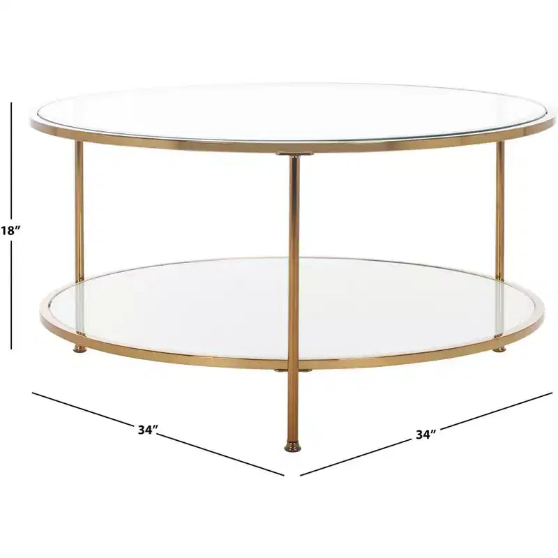 Table basse ronde Risa avec rangement - Dorée