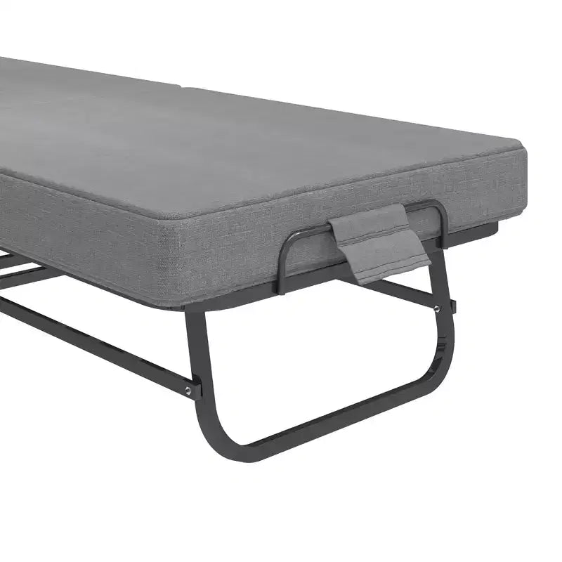 Lit pliant portable avec matelas en mousse à mémoire de forme, roues verrouillables et housse en lin respirante pour adultes