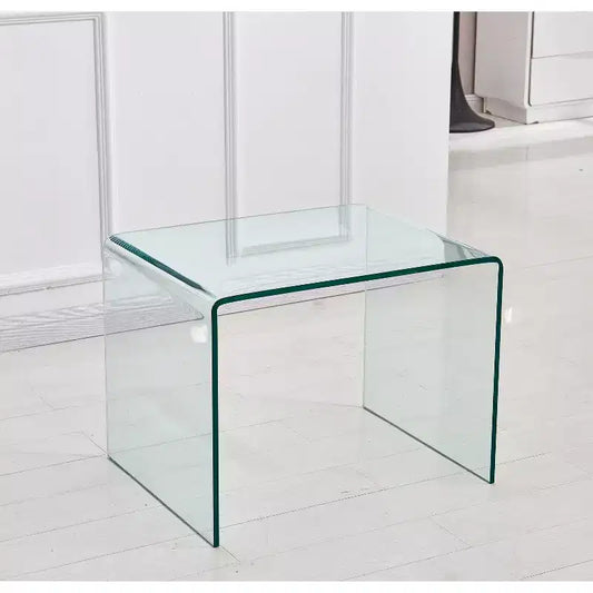 Table d'appoint en verre trempé courbé, table basse transparente moderne pour salon
