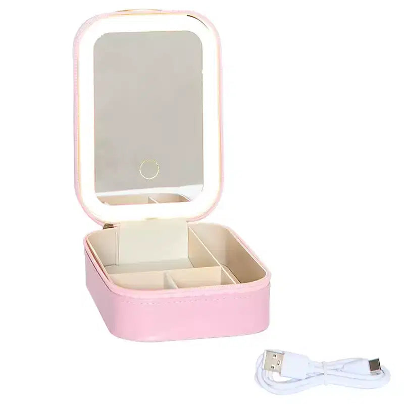 Trousse de voyage de maquillage et cosmétiques avec miroir LED