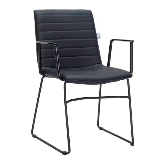 LeisureMod Ergonomic Office Chair Upholstered in Leather/Polyester with Powder-Coated Stainless Steel Frame Padded Seat and Back Zylar Collection