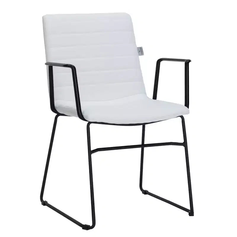 Fauteuil de bureau ergonomique rembourré en cuir/polyester avec structure en acier inoxydable thermolaqué, assise et dossier rembourrés
