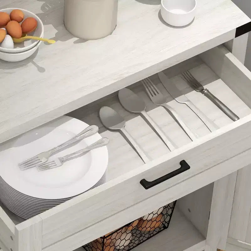 Buffet de salle à manger avec tiroir de rangement, meuble de cuisine de style ferme moderne avec 2 portes coulissantes, meuble de bar à café