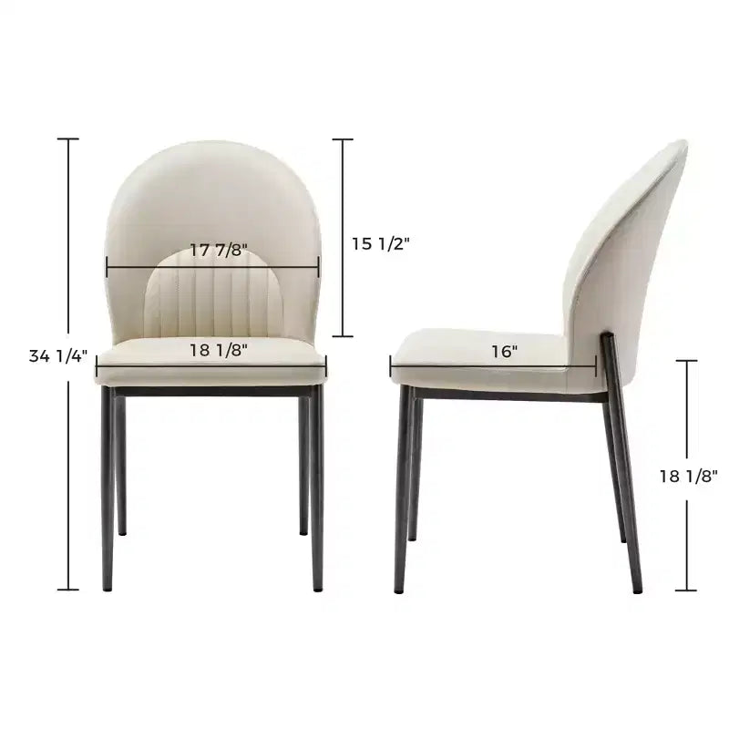 Chaise de salle à manger moderne minimaliste en cuir, 17.91L x 23.23P x 34.25H, blanc cassé