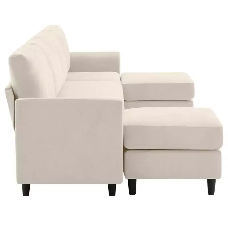 Canapé d'angle en U avec 2 poufs, grand canapé 6 places pour salon, bureau, espace spacieux