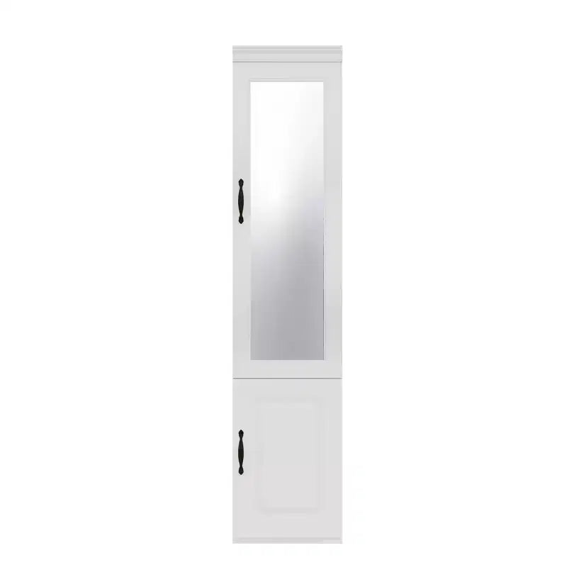 Keloyid White Wood 15.75 in. Armoire with Mirror and 2 Doors