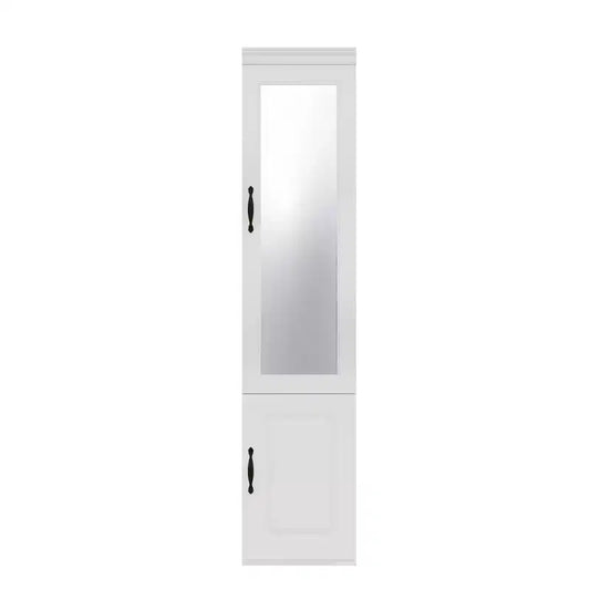 Keloyid White Wood 15.75 in. Armoire with Mirror and 2 Doors