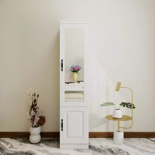 Armoire en bois blanc de 40 cm avec miroir et 2 portes