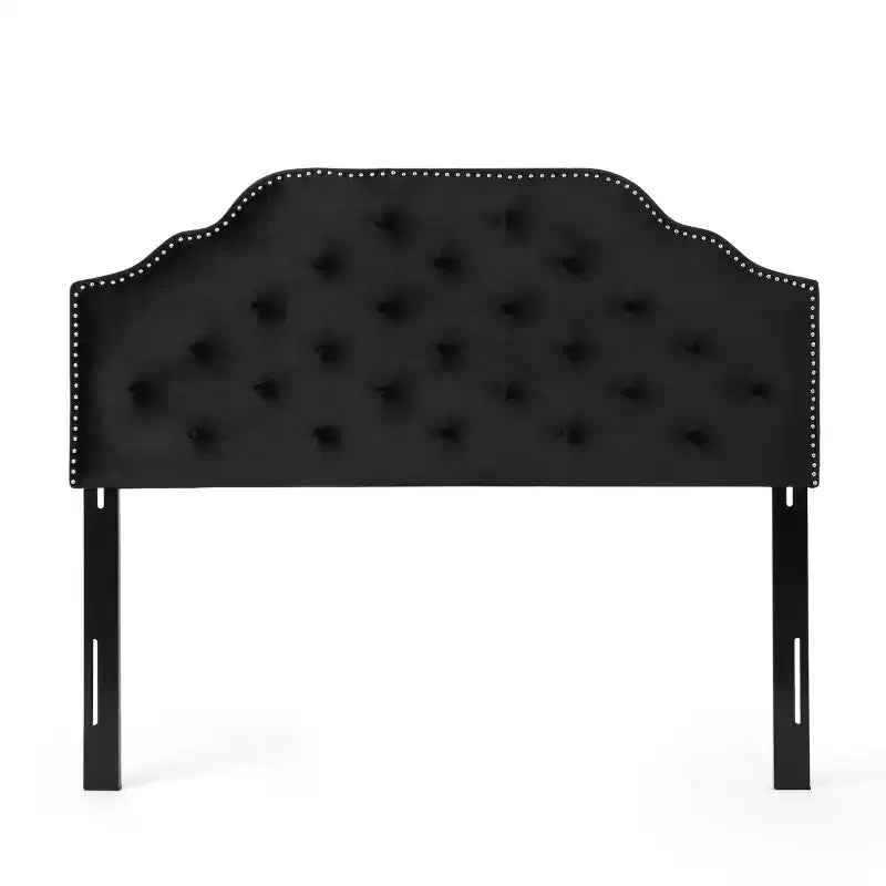 Tête de lit capitonnée Luella avec clous décoratifs – Grand lit/Très grand lit