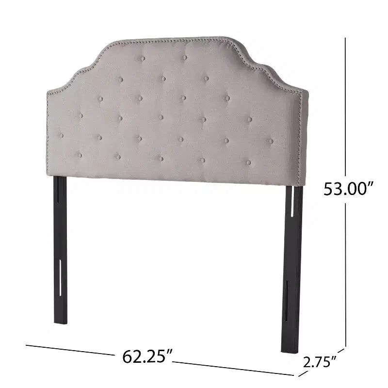 Tête de lit capitonnée Luella avec clous décoratifs – Grand lit/Très grand lit