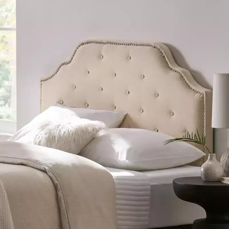 GDFStudio Luella Contemporary Tufted Full/Queen Headboard with Nailheads Accents