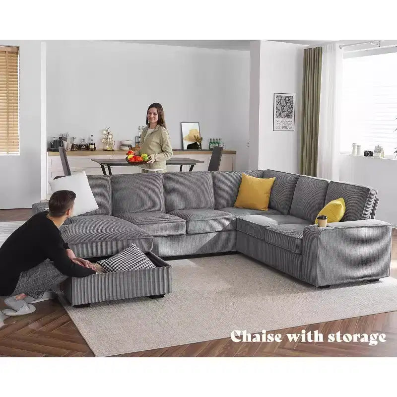 Canapé sectionnel avec ports USB et rangement