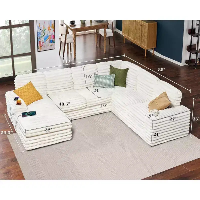 Canapé sectionnel avec ports USB et rangement