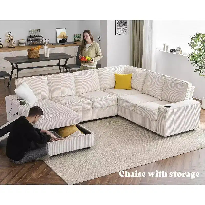 Canapé sectionnel avec ports USB et rangement
