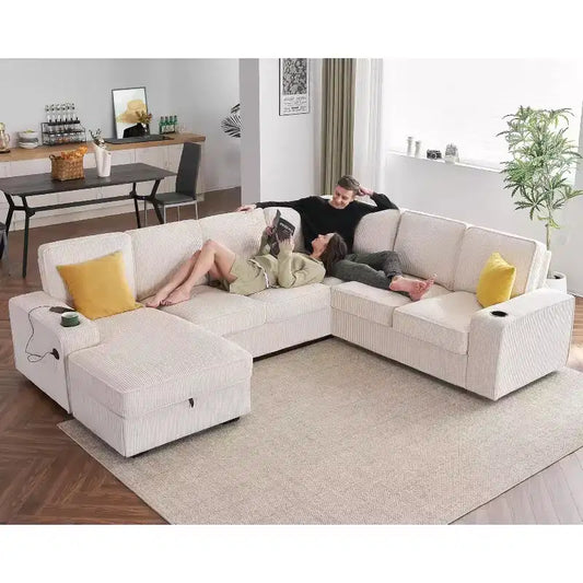 Canapé sectionnel avec ports USB et rangement