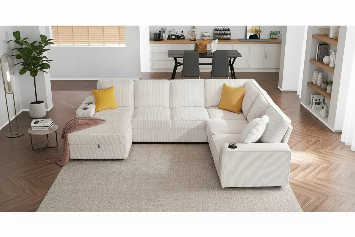 Canapé sectionnel avec ports USB et rangement