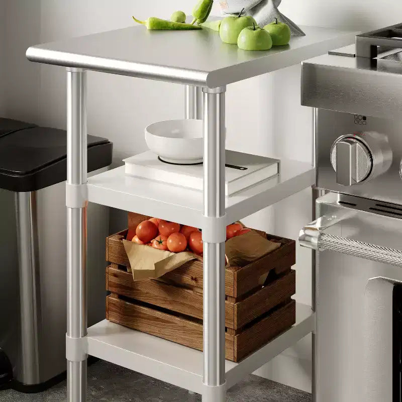 Étagère inférieure galvanisée pour tables de préparation et de travail - Étagère inférieure réglable pour tables en acier inoxydable
