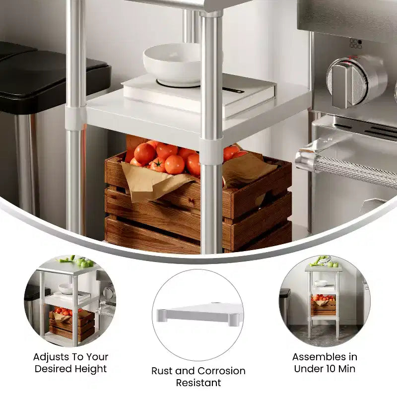Étagère inférieure galvanisée pour tables de préparation et de travail - Étagère inférieure réglable pour tables en acier inoxydable
