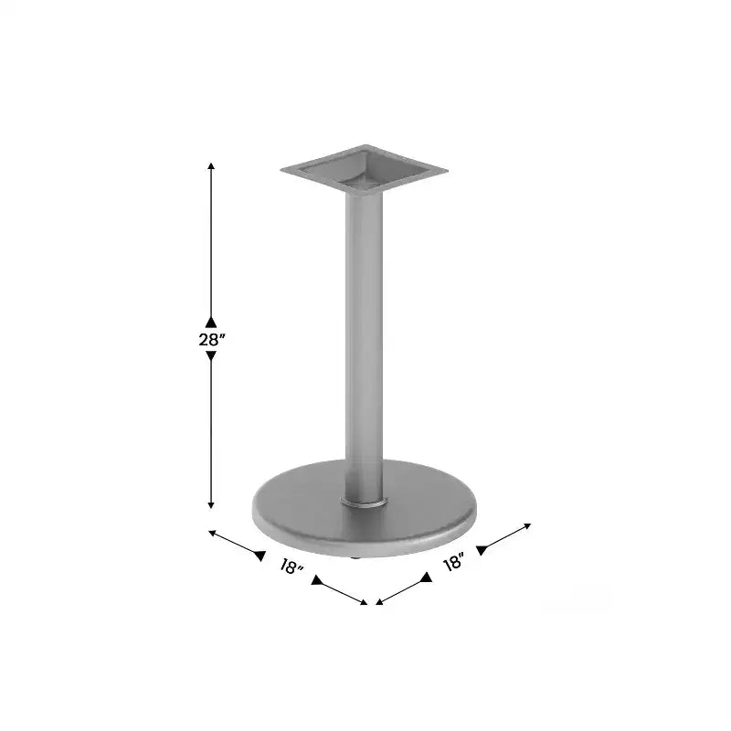 Pied de table de restaurant rond de 18 po avec colonne de 3 po de diamètre pour table haute