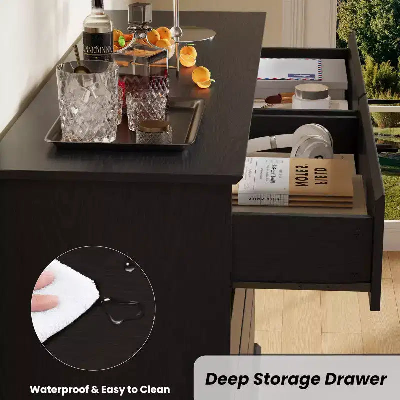 Commode double 8 tiroirs - Commode en bois à plateau large avec tiroirs profonds pour Chambre à coucher, Chambre d'enfant, Salon