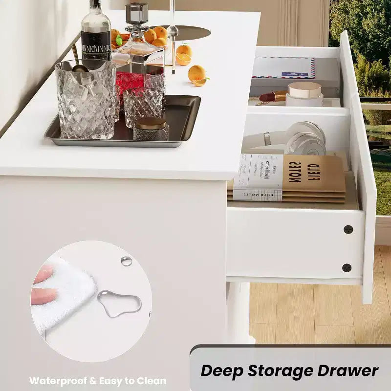 Commode double 8 tiroirs - Commode en bois à plateau large avec tiroirs profonds pour Chambre à coucher, Chambre d'enfant, Salon