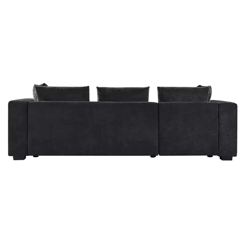 Canapé d'angle en tissu de 93,7 po avec rangement en bois