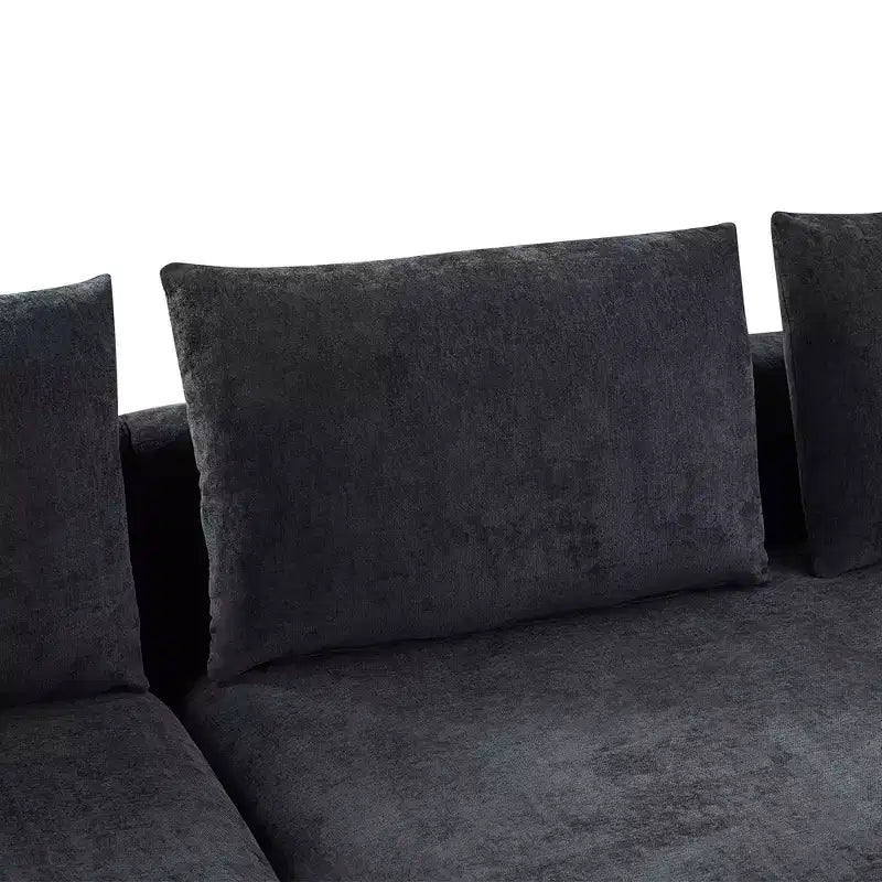 Canapé d'angle en tissu de 93,7 po avec rangement en bois