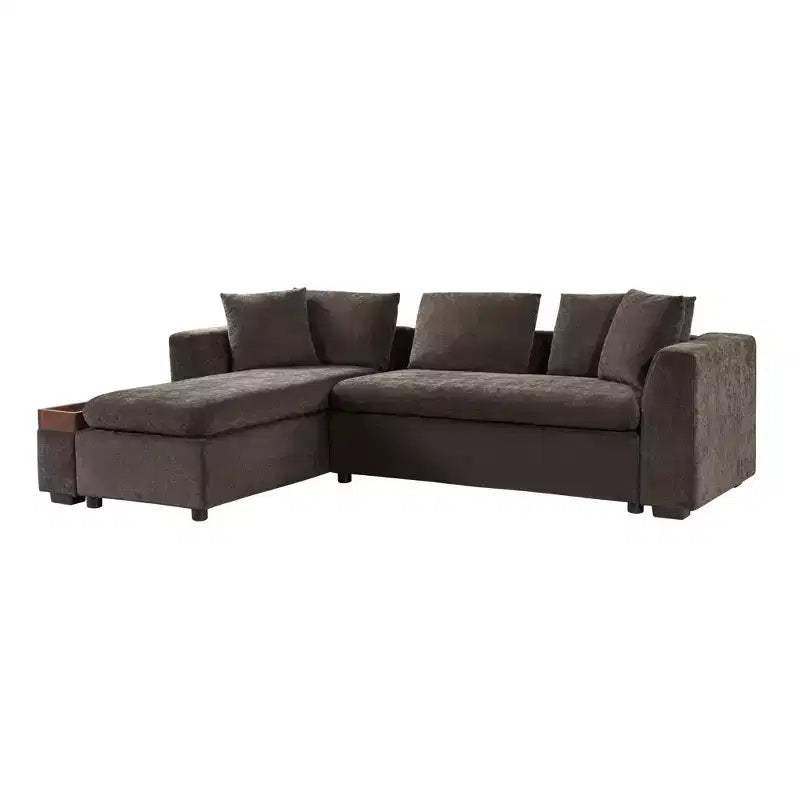 Canapé d'angle en tissu de 93,7 po avec rangement en bois