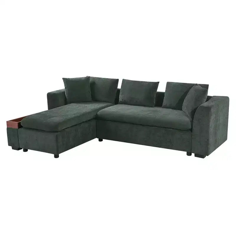Canapé d'angle en tissu de 93,7 po avec rangement en bois
