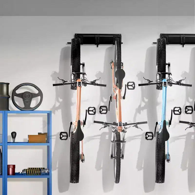 Support de rangement pour vélos, 6 supports pour vélos et 5 crochets pour casques, support mural pour vélos, organisateur pour la maison et le garage