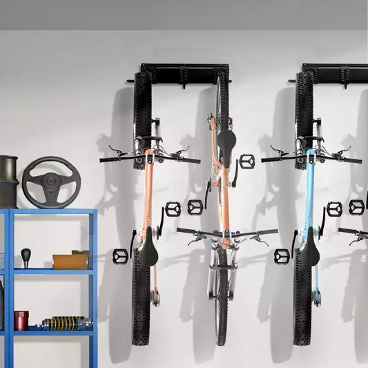 Support de rangement pour vélos, 6 supports pour vélos et 5 crochets pour casques, support mural pour vélos, organisateur pour la maison et le garage