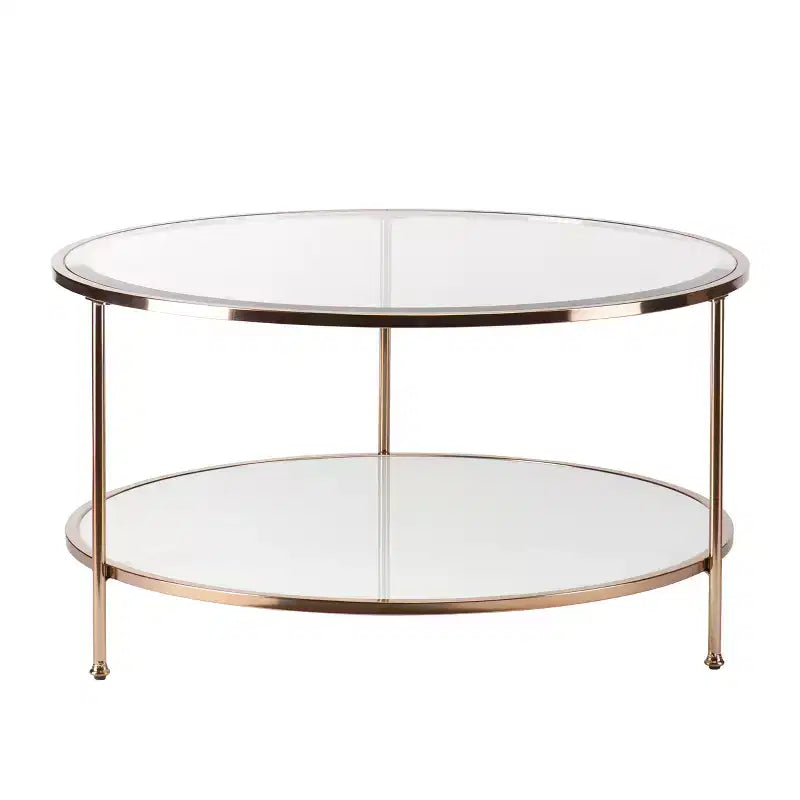 Table basse ronde Risa avec rangement - Dorée