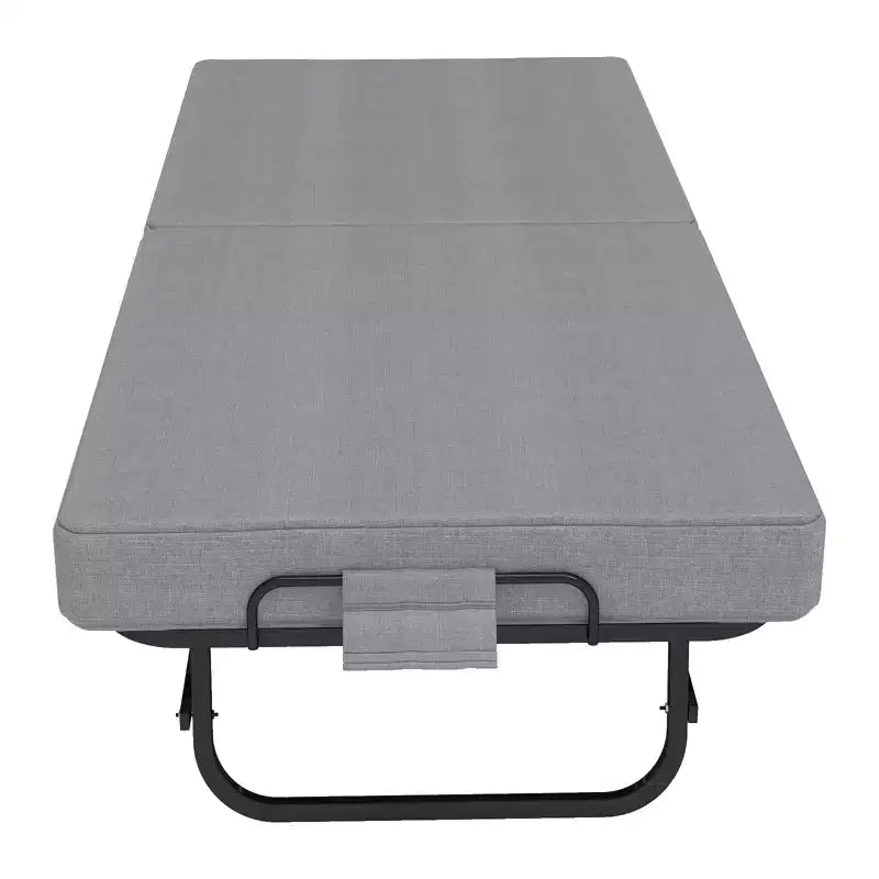 Lit pliant portable avec matelas en mousse à mémoire de forme, roues verrouillables et housse en lin respirante pour adultes