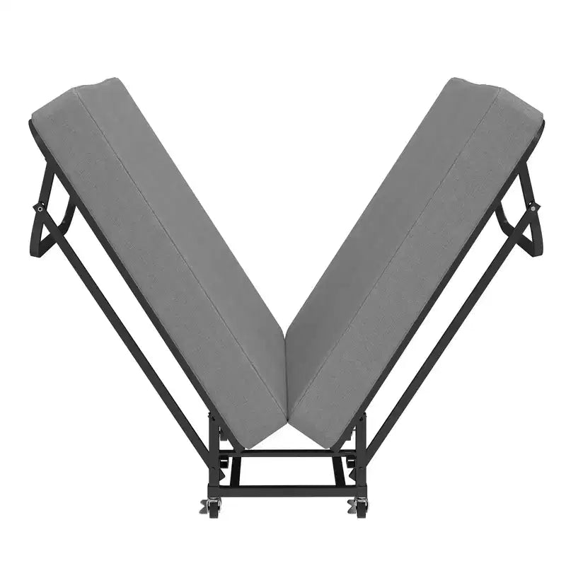 Lit pliant portable avec matelas en mousse à mémoire de forme, roues verrouillables et housse en lin respirante pour adultes