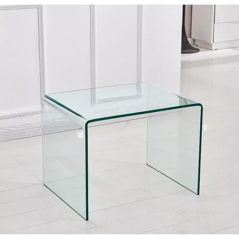 Table d'appoint en verre trempé courbé, table basse transparente moderne pour salon