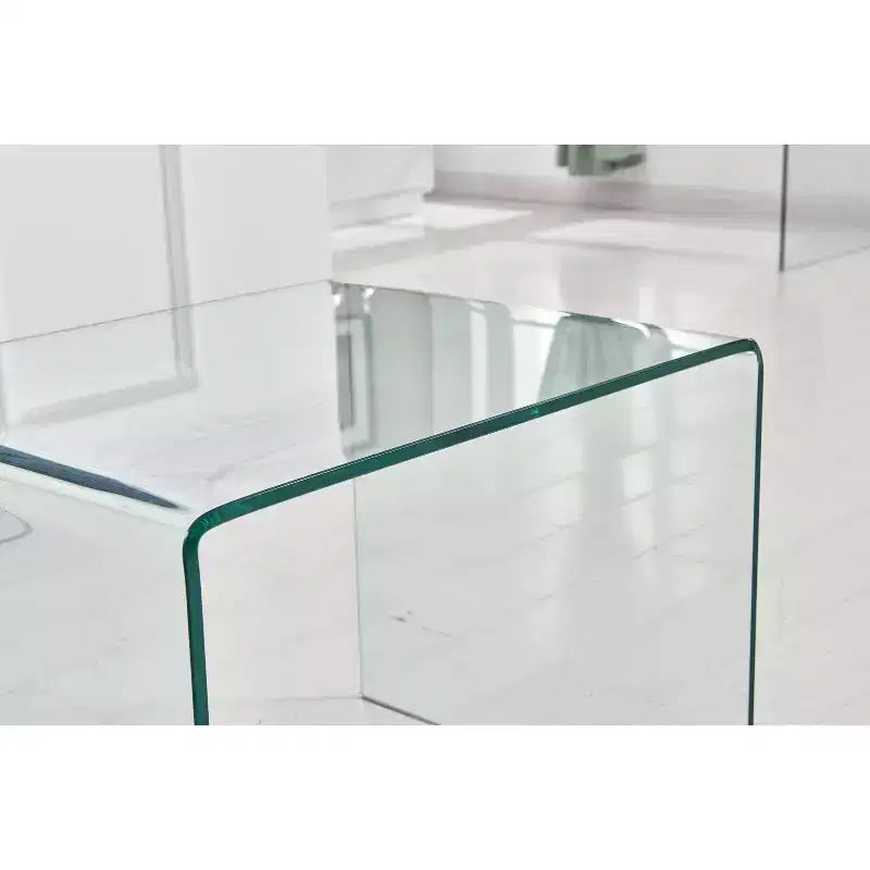 Table d'appoint en verre trempé courbé, table basse transparente moderne pour salon