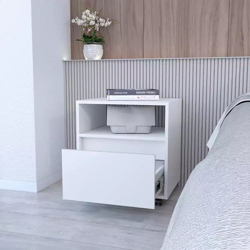 Duncan Table de Chevet/D'appoint Fonctionnelle et Élégante à 1 Tiroir pour Chambre à Coucher et Salon