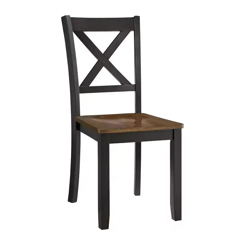 Chaise de cuisine/salle à manger en bois de ferme à dossier en X noir/marron