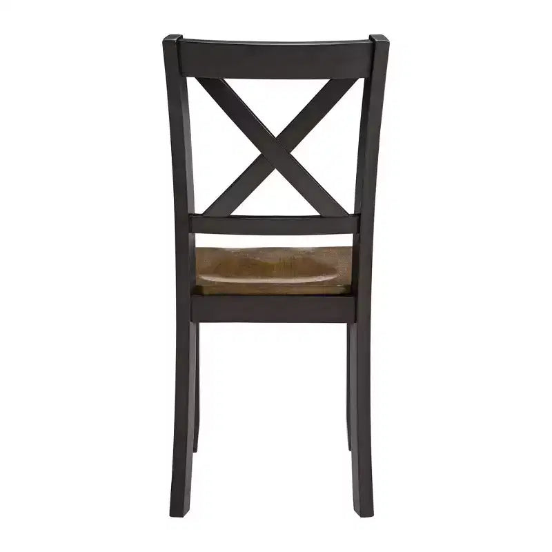 Chaise de cuisine/salle à manger en bois de ferme à dossier en X noir/marron