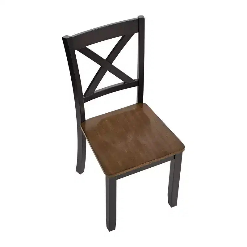 Chaise de cuisine/salle à manger en bois de ferme à dossier en X noir/marron