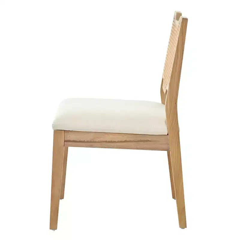 Chaises de salle à manger Lea Farmhouse en rotin et bois d'hévéa rembourrées