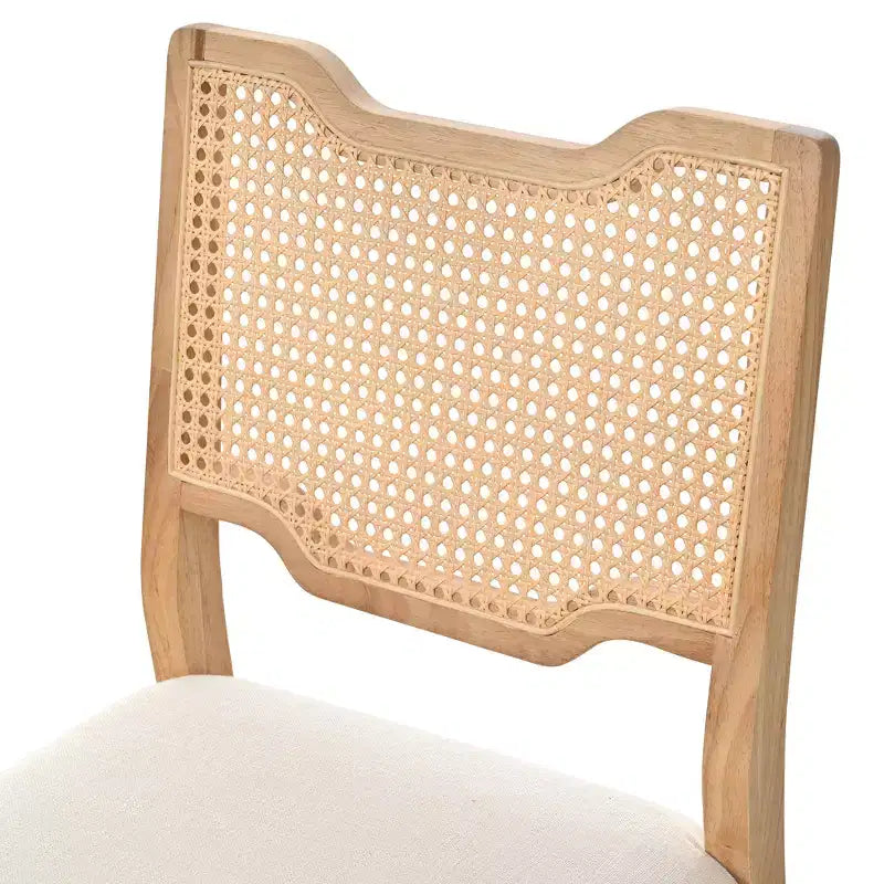 Chaises de salle à manger Lea Farmhouse en rotin et bois d'hévéa rembourrées