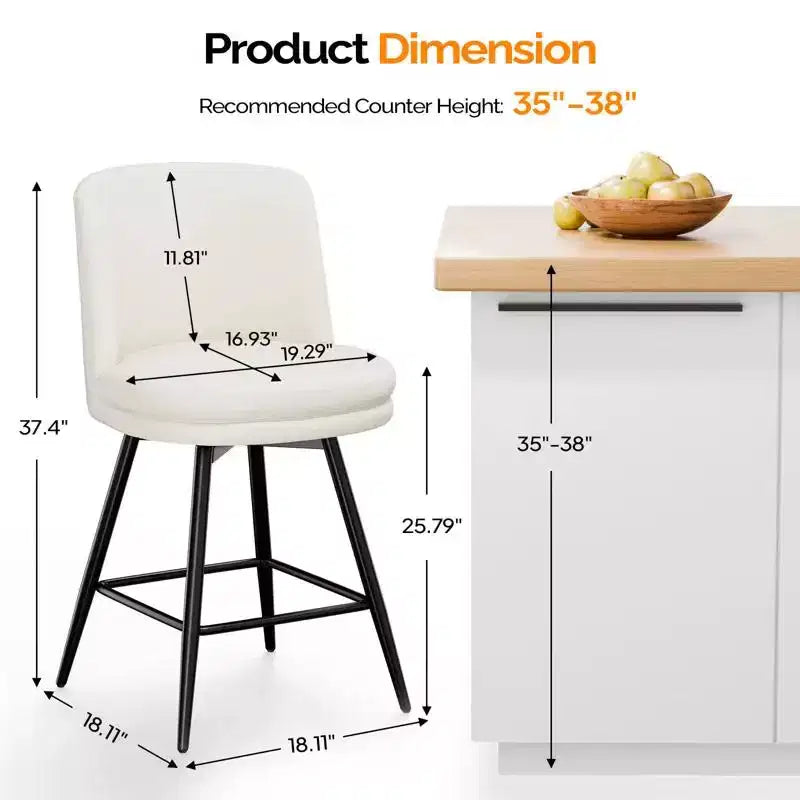 Tabouret de bar contemporain, pivotant, en cuir PU, qualité durable