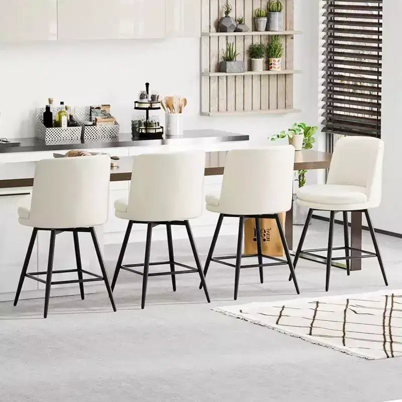 Tabouret de bar contemporain, pivotant, en cuir PU, qualité durable