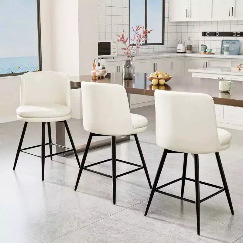 Tabouret de bar contemporain, pivotant, en cuir PU, qualité durable