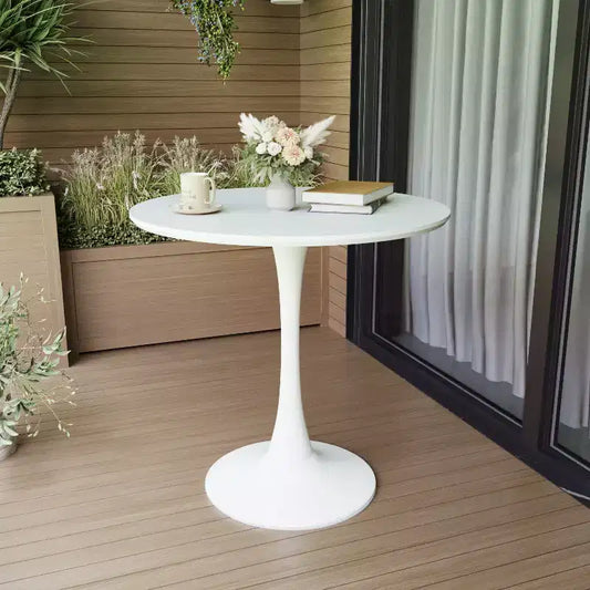 Fun little toys brand 31.5 White Round Dining Table, Tulip Table Kitchen Dining Table 2-4 People with MDF Table Top & Pedestal Base