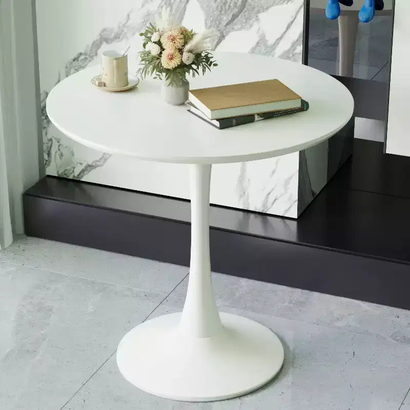 Table à manger ronde blanche de 31,5 pouces, table de salle à manger et de cuisine Tulip 2-4 personnes avec plateau en MDF et pied central