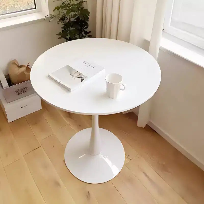 Table à manger ronde blanche de 31,5 pouces, table de salle à manger et de cuisine Tulip 2-4 personnes avec plateau en MDF et pied central
