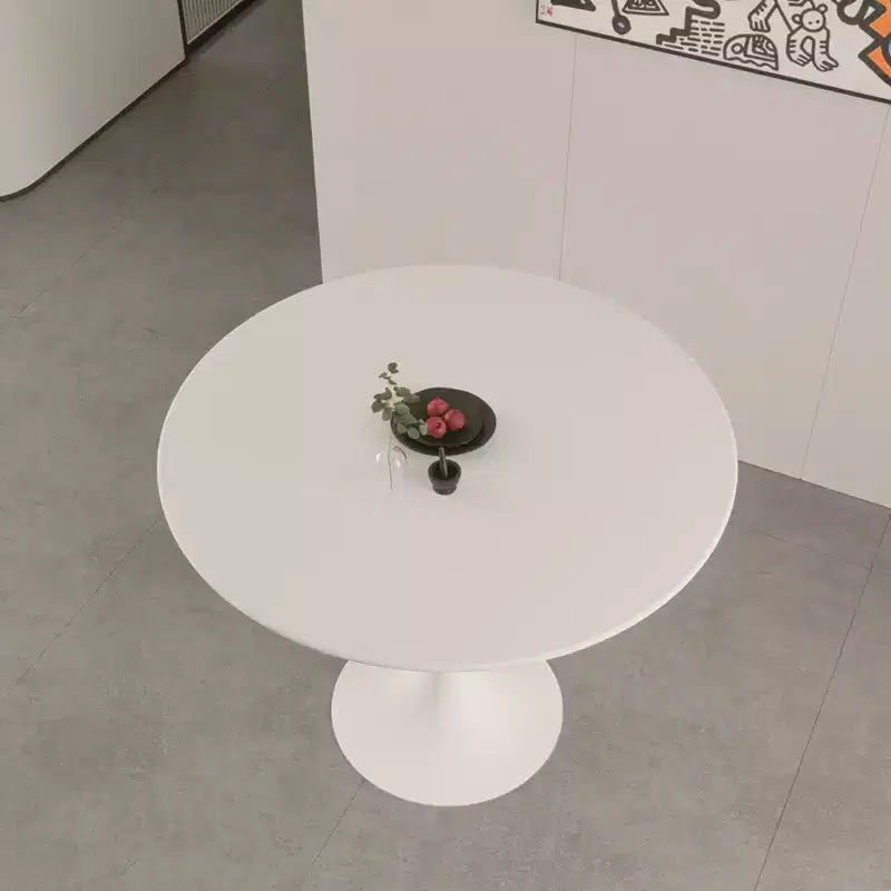 Table à manger ronde blanche de 31,5 pouces, table de salle à manger et de cuisine Tulip 2-4 personnes avec plateau en MDF et pied central