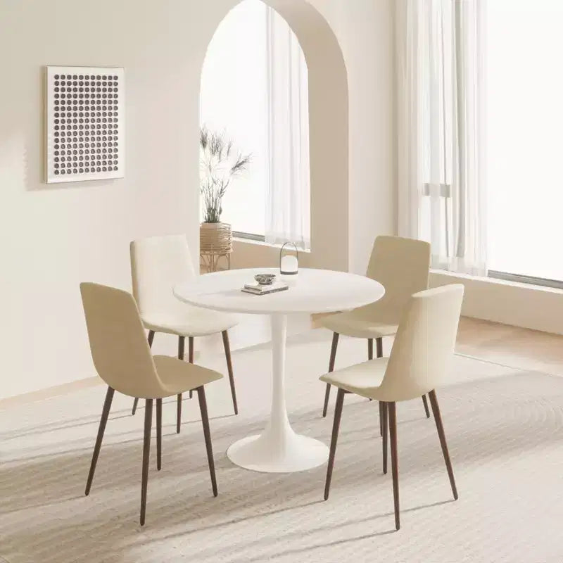 Table à manger ronde blanche de 31,5 pouces, table de salle à manger et de cuisine Tulip 2-4 personnes avec plateau en MDF et pied central